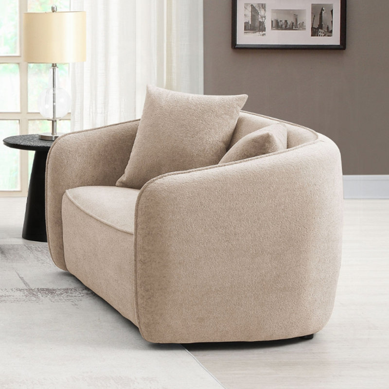 Beige Chenille Loveseat W/2 Pillows, 35" W