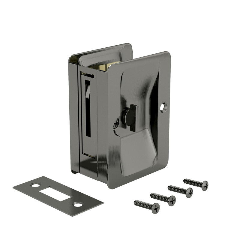 Rectangular Pocket Door Hardware, Antique Nickel