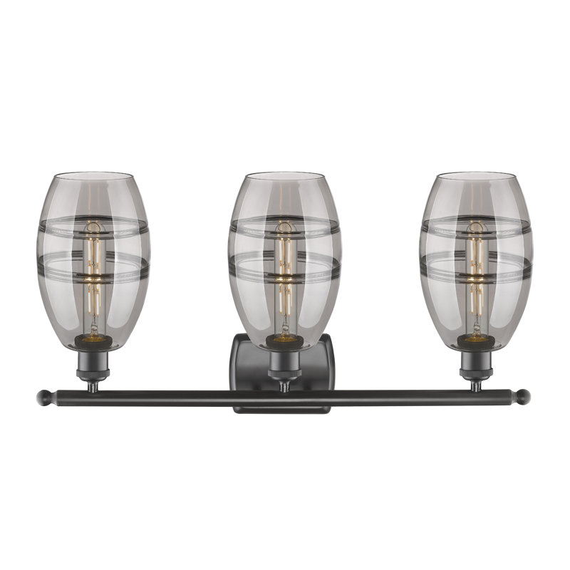 Éclairage de salle de bain à intensité variable à 3 lumières Bettylou, Gris fumée clair, Bronze huilé