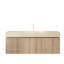 Meuble-lavabo flottant avec rangement, armoire en contreplaqué durable et lavabo en pierre frittée en travertin Roma, conception moderne en chêne blanc pour la salle de bain