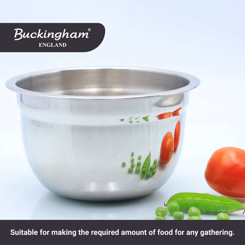 Buckingham Deep Salad Mixing Bowl Stainless Steel for Baking & Food Storage, 17.50 cm
