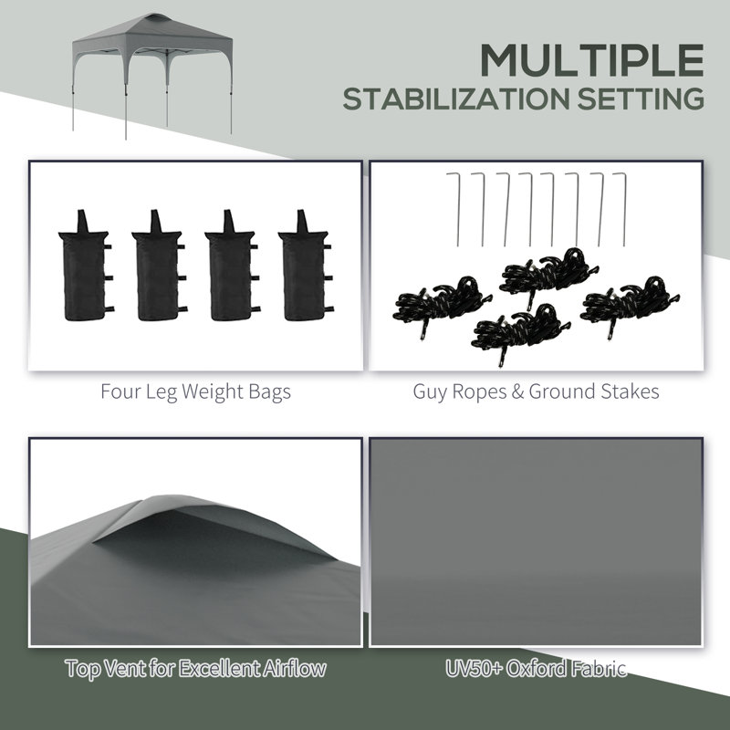 Ahtziri 3m x 3m Steel Pop-Up Gazebo, Grey