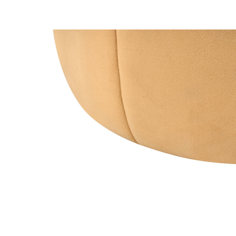 40cm Wide Tufted Oval No Pattern Pouffe Ottoman, Yellow