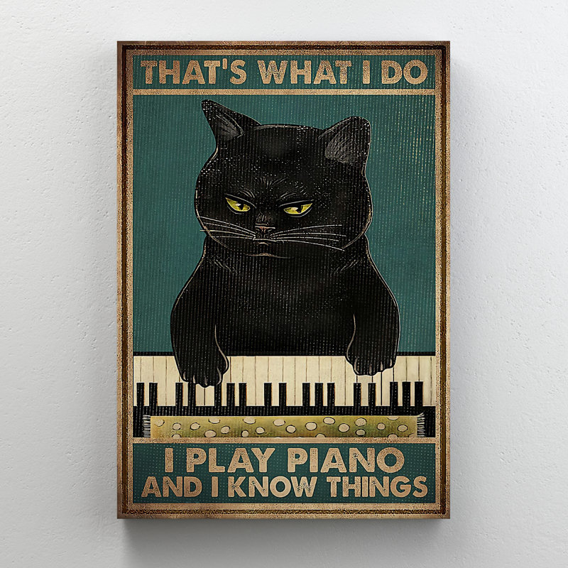 «Grumpy Black jouant du piano», impression sur toile tendue, H 14 po x l 11 po x P 2 po