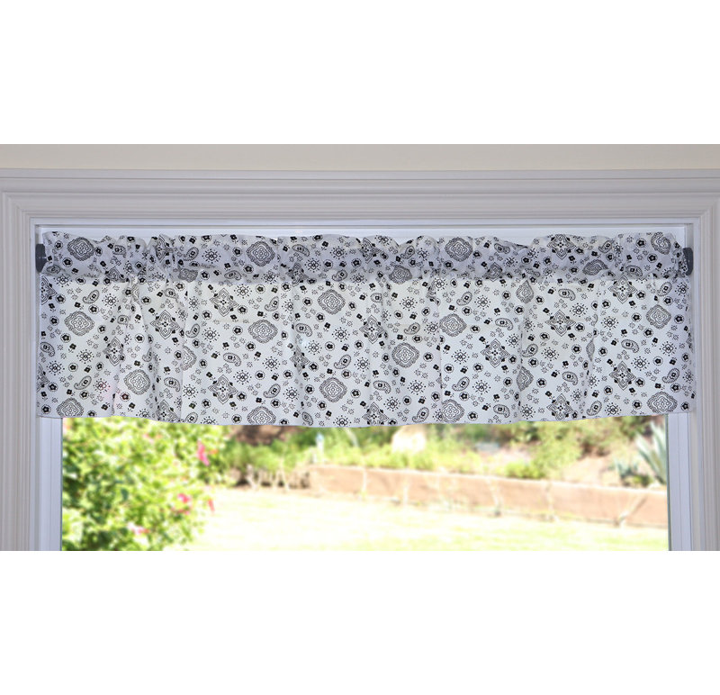 Cantonnière à imprimé cachemire Bandanna, L 58 po x L 18 po, Blanc