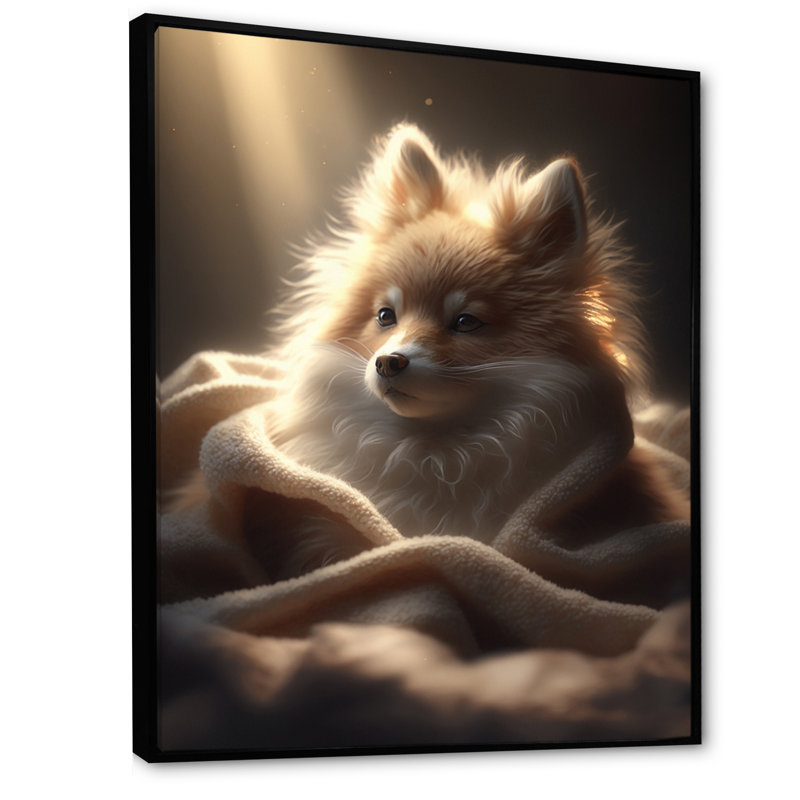 «Moraima Cute Puppy In The Morning Sun III», reproduction sur toile, L 16 po x H 32 po, Toile avec cadre flottant noir