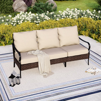 74.8" Outdoor Patio Sofa With Cushions