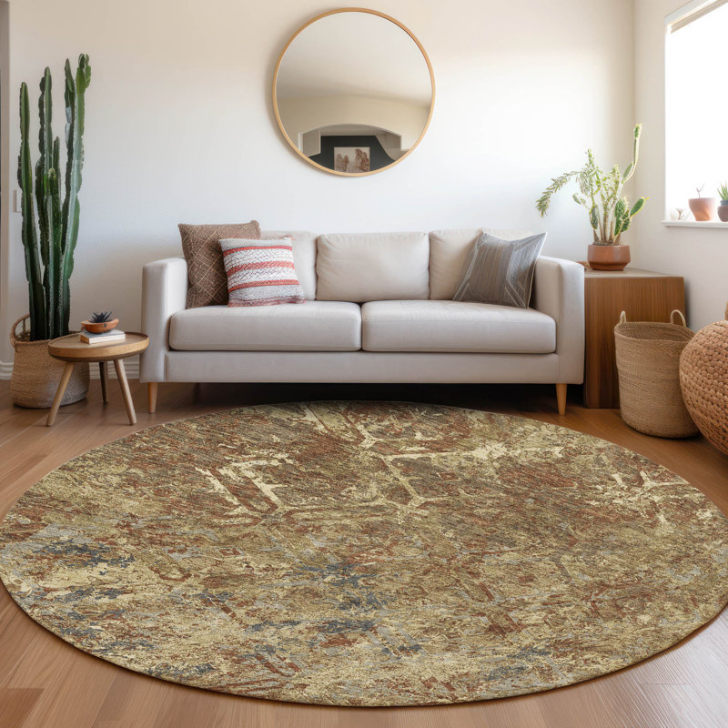  Mahaney Indoor/Outdoor Area Rug with Non-Slip Backing, Round 8'