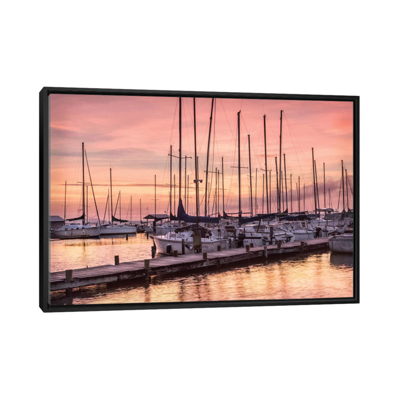 Ensemble de voile sur toile, H 18 po x l 26 po x P 1,5 po, Toile avec cadre noir, Pas de tapis