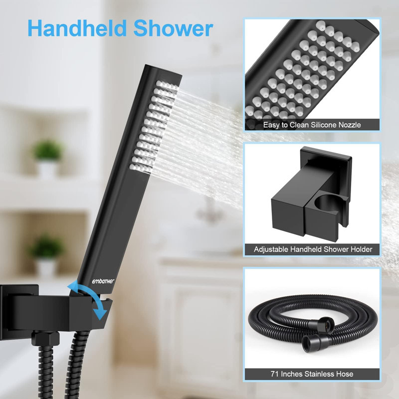 10-inch Plated Suspension Rod Dual-function Shower Set, Matte Black