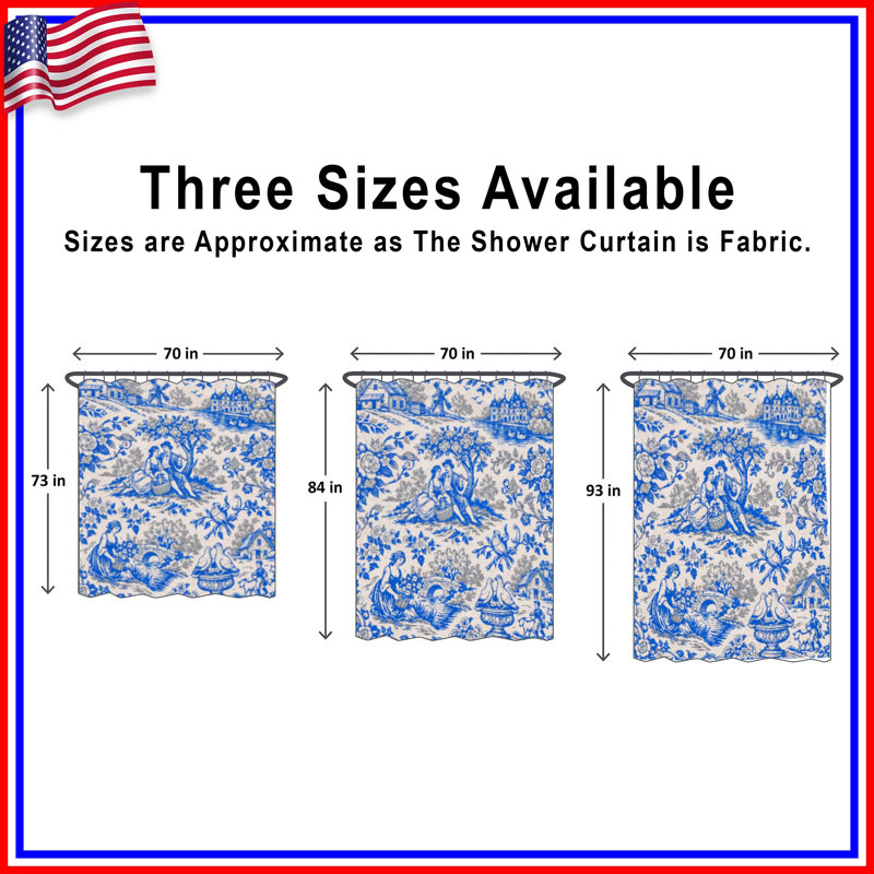 Rideaux de douche Blue Toile, 70in W x 72in H