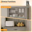Garde-manger autoportant 71 po avec portes en verre, support pour micro-ondes et tiroir de rangement - grande rehausse de rangement pour la cuisine ou la salle à manger 71 po-129024707