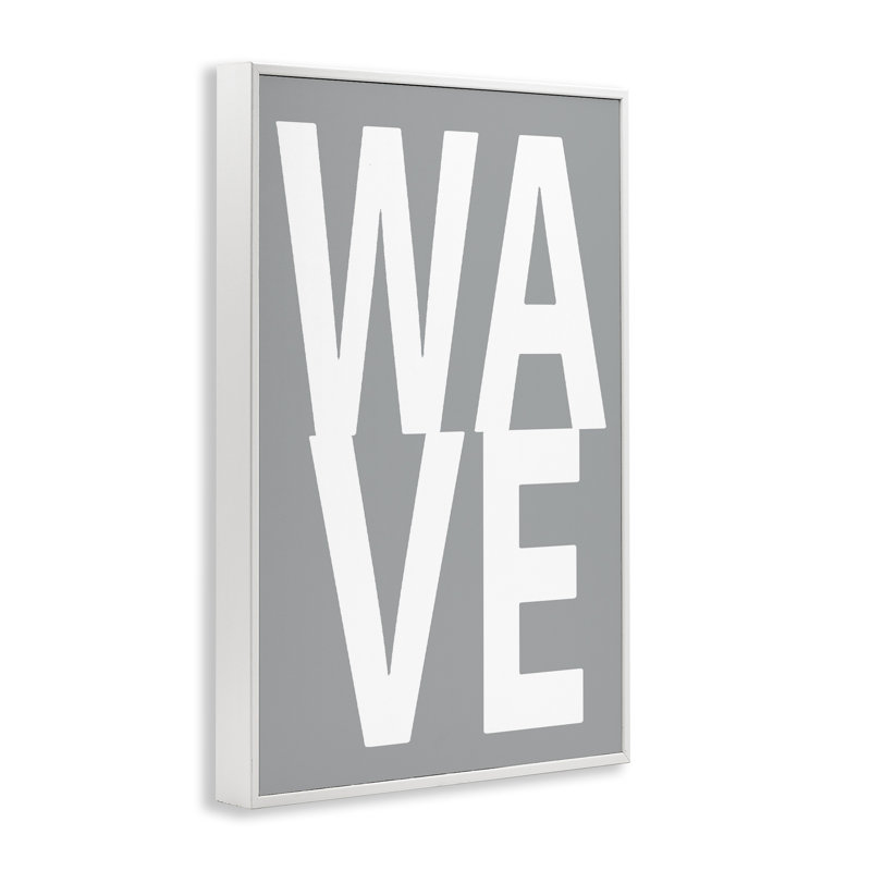 Vague de mot sur giclée sur toile grise par Jamie MacDowell, Giclée encadrée blanc bord de mer, H 24 po x l 16 po