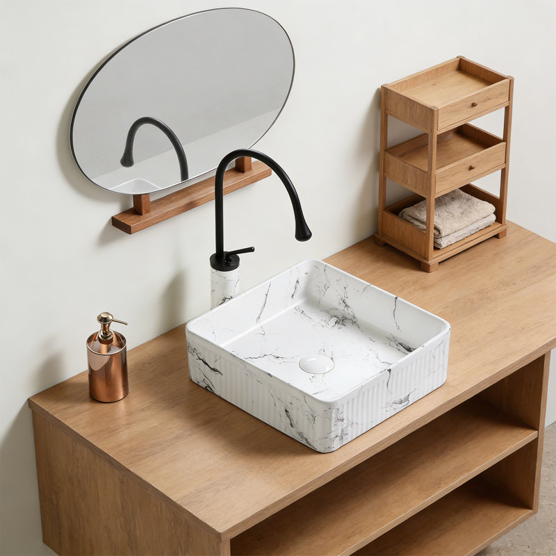 Lavabo vasque de salle de bain avec robinet, ensemble de drain