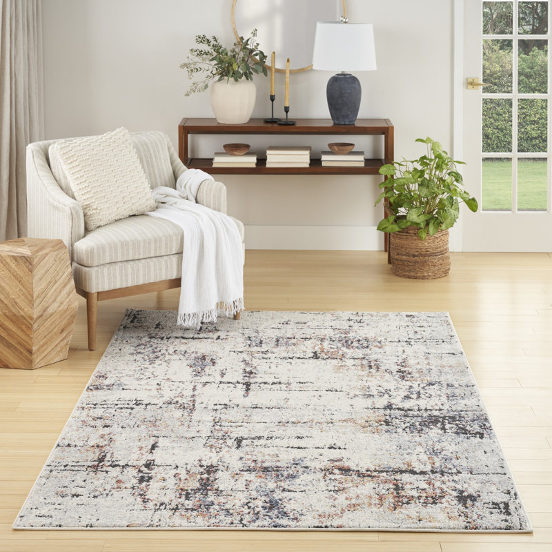 Wrought Studio™ Motion 5'3" x 7' Ivory Multicolor Modern Indoor Rug