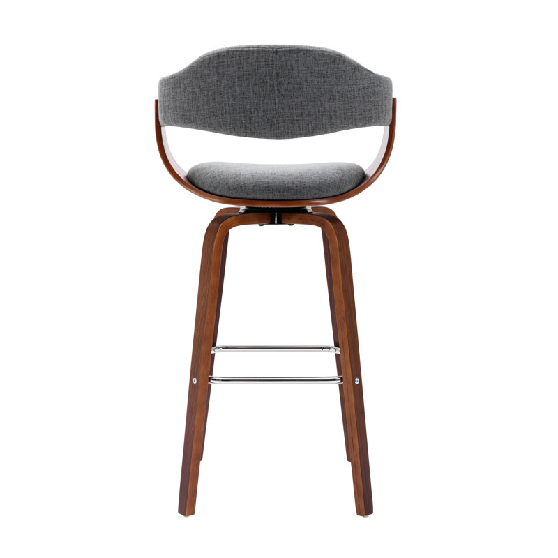 Fish 72cm Swivel Fabric Mid-Century Bar Stool, Grey