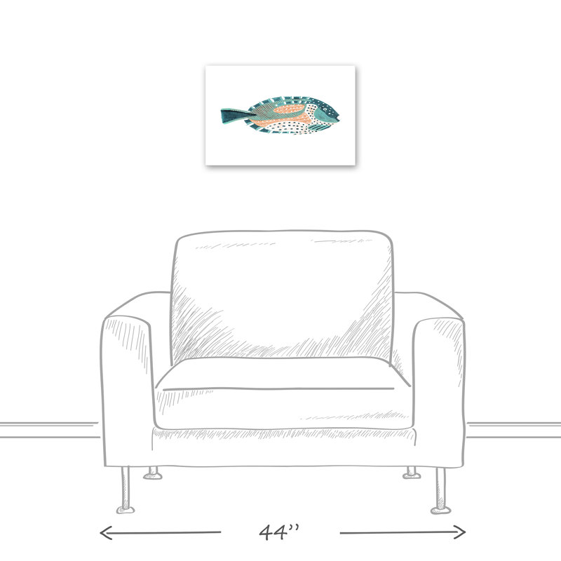 " Patterened Fish ", 12" H x 18" W x 1.25" D, Wrapped Canvas