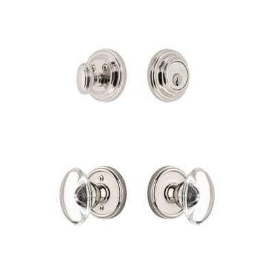 Ensemble de rosette Grandeur Georgetown avec bouton en cristal de Provence en nickel poli