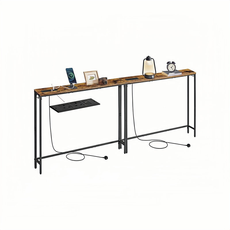 Set Of 2 Slim Console Tables With Charging Station