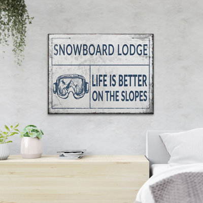 Snowboard Lodge - Wrapped Canvas Textual Art