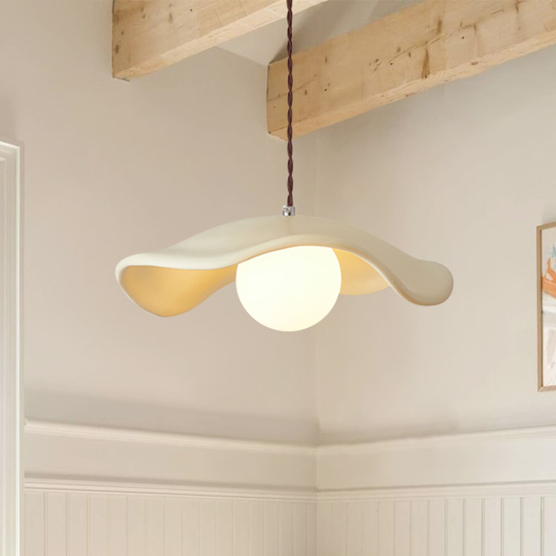 Dakarion 1-Light Resin Creative Cream Flower Pendant Light Single Pendant