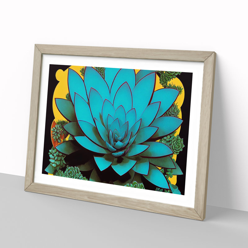 Splendid Succulent Plant - Framed Print, 46cm H x 64cm W x 2cm D, Oak