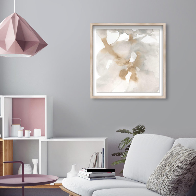 Oliver Gal Neutral Flow IV Abstract - Luxury Shadowbox Framed Wall Art, 32" H x 32" W, Cream