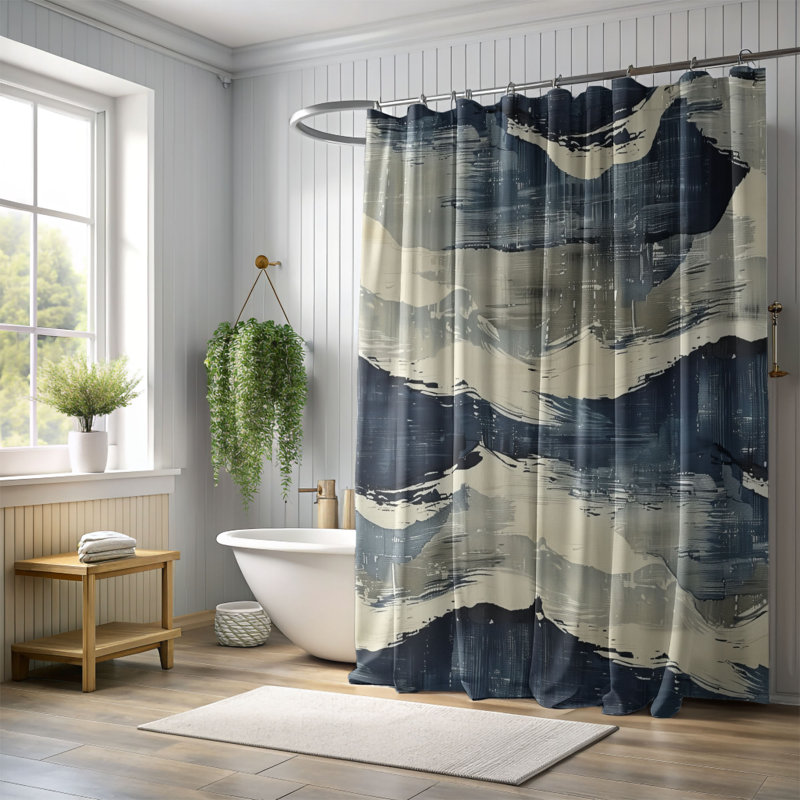 Rideau de douche Blue Swirls - Premium, H 74 po x l 71 po