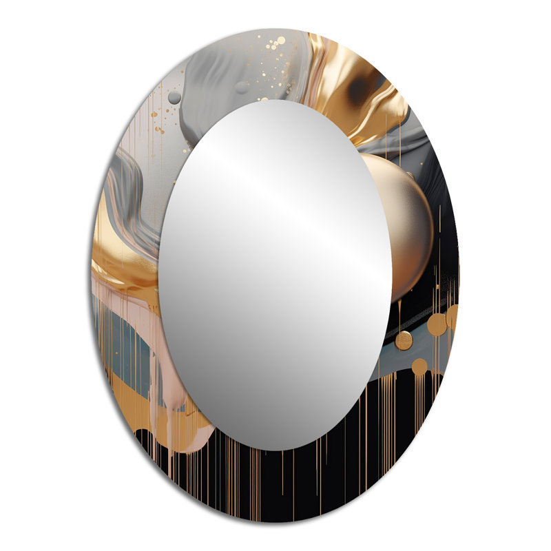 Miroir mural moderne doré et mystique Mûlange III doré et doré, 40 po x 30 po