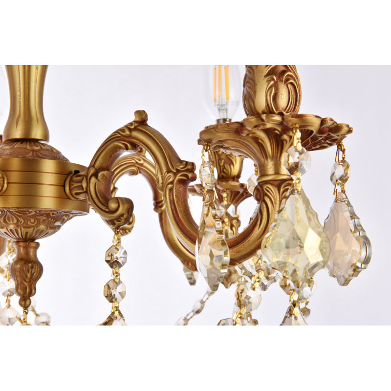 Cristal taillé royal français Rosalia, Or français, H 17 po x l 18 po x P 18 po, 5 lumières