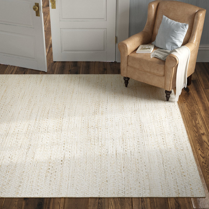 Handmade Beige Wool Rectangular 8' x 10' Area Rug