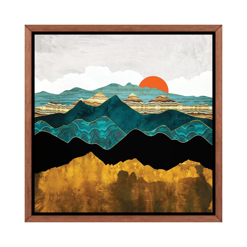 Turquoise Vista - imprimé, Cadre flottant brun, H 26 po x l 26 po x P 1,5 po