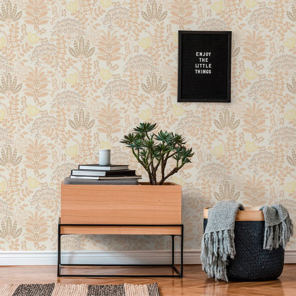 Flourish 10.05m x 53cm Wallpaper Roll, Orange