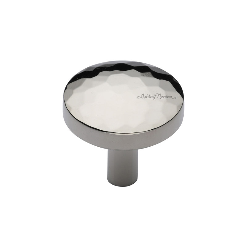 Hammered 1 1/4" Diameter Round Knob, Polished Nickel, 1 1/4"