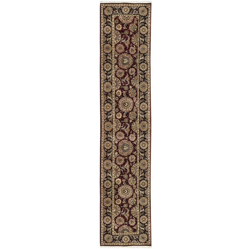 Manchuria Wool Oriental Area Rug in Black/Wine