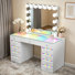 Bureau de meuble-lavabo avec lumière RVB et miroir de coiffeuse