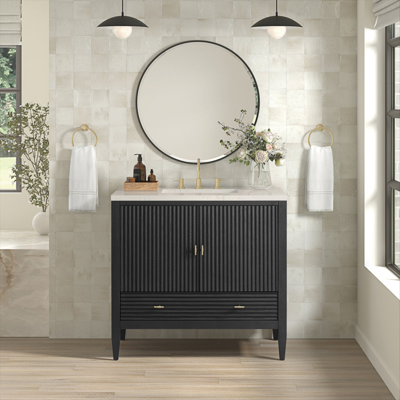 Myrrin 36'' W Single Vanity, Carbon Oak, Arctic Fall, 8" Widespread
