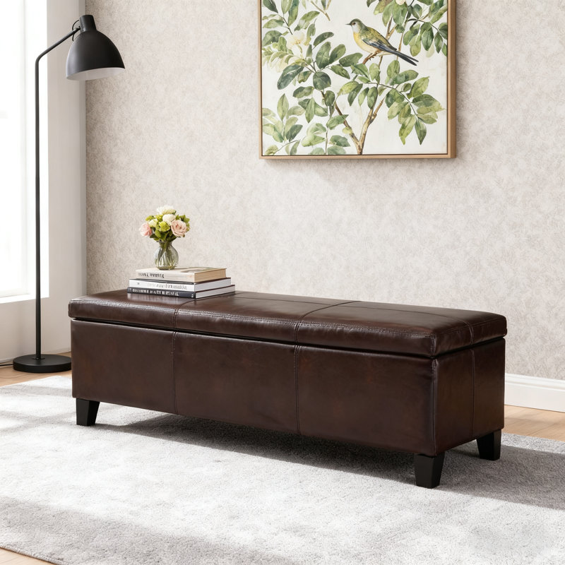 Banc de rangement rembourré en cuir Eumid Pu, Noir