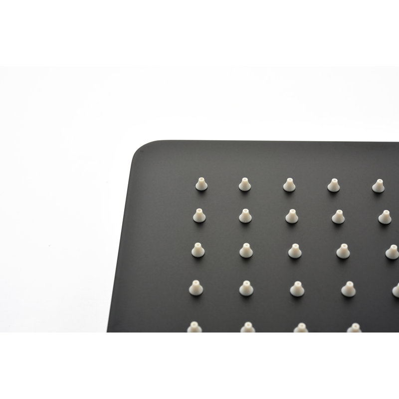 Matte Black Ceiling Shower . 16" Brass Head. Mimics Natural Rainfall Sensation. Self-Cleaning Nozzle Guarantees Smooth Water Output. Conforms To American Standard Pipe. 14.59" W X 6.35" H, 12.12 Lb