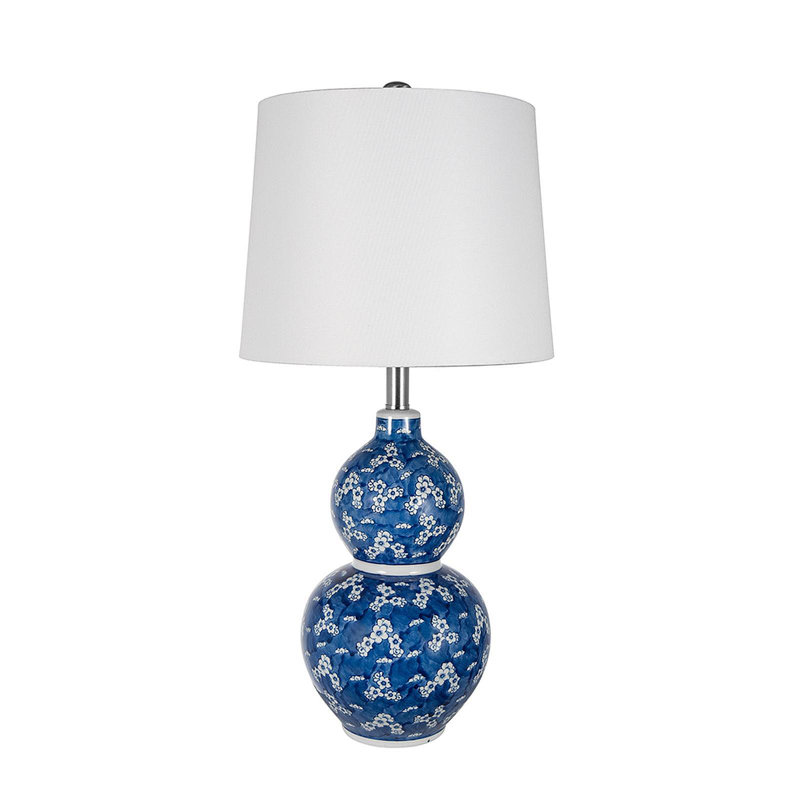 D13x25,7 "Vase rond en céramique à deux niveaux bleu et blanc