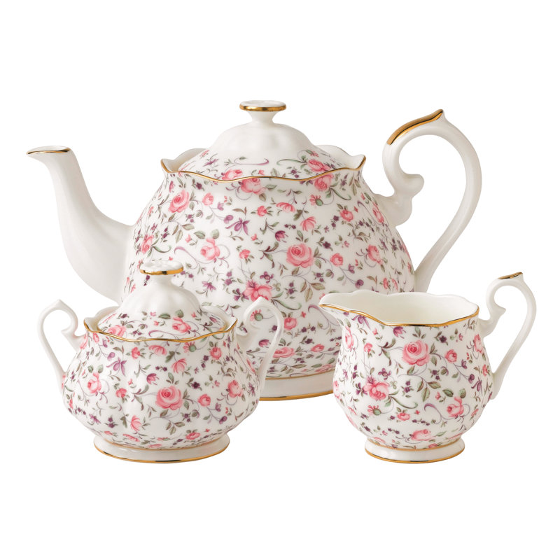 Service à thé 3 pièces Royal Albert Rose Confetti