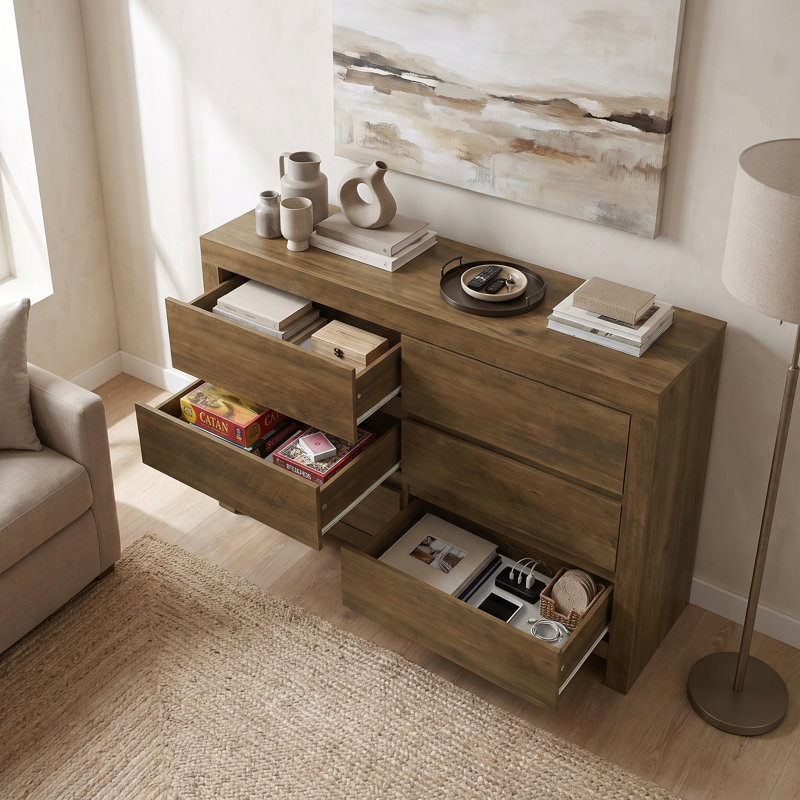 Cubbot 6 Drawer Chest of Drawers, Knotty Oak 
