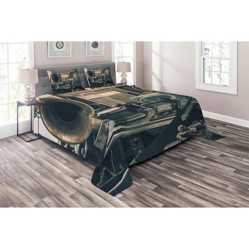 Industrial Polyester Coverlet, King Bedspread + 2 Shams