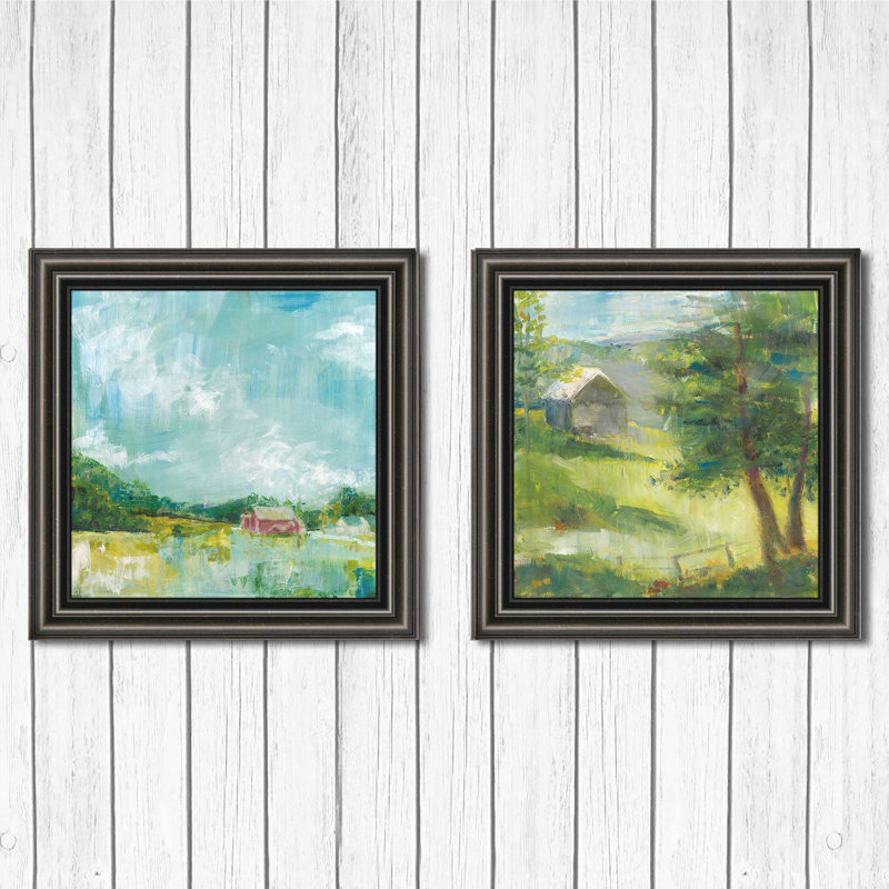 « Horizon Farm » par Sue Schlabach-ensemble de 2 reproductions d’art encadrées sur papier