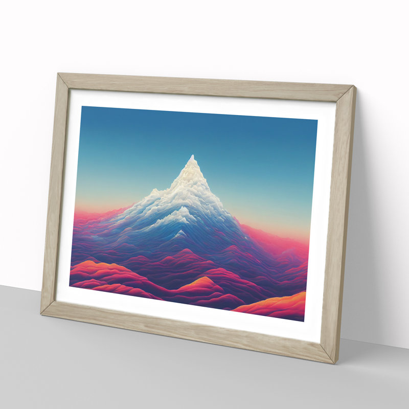 Splendorous Colourful Mountain - Framed Print, 46cm H x 64cm W x 2cm D, Oak