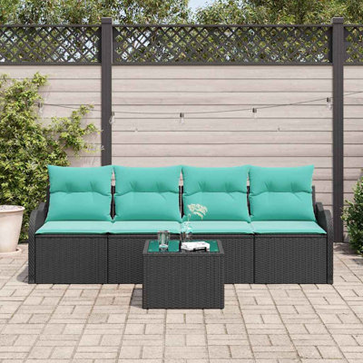 Ensemble de canapé de jardin vidaXL 5 pièces en poly rotin noir