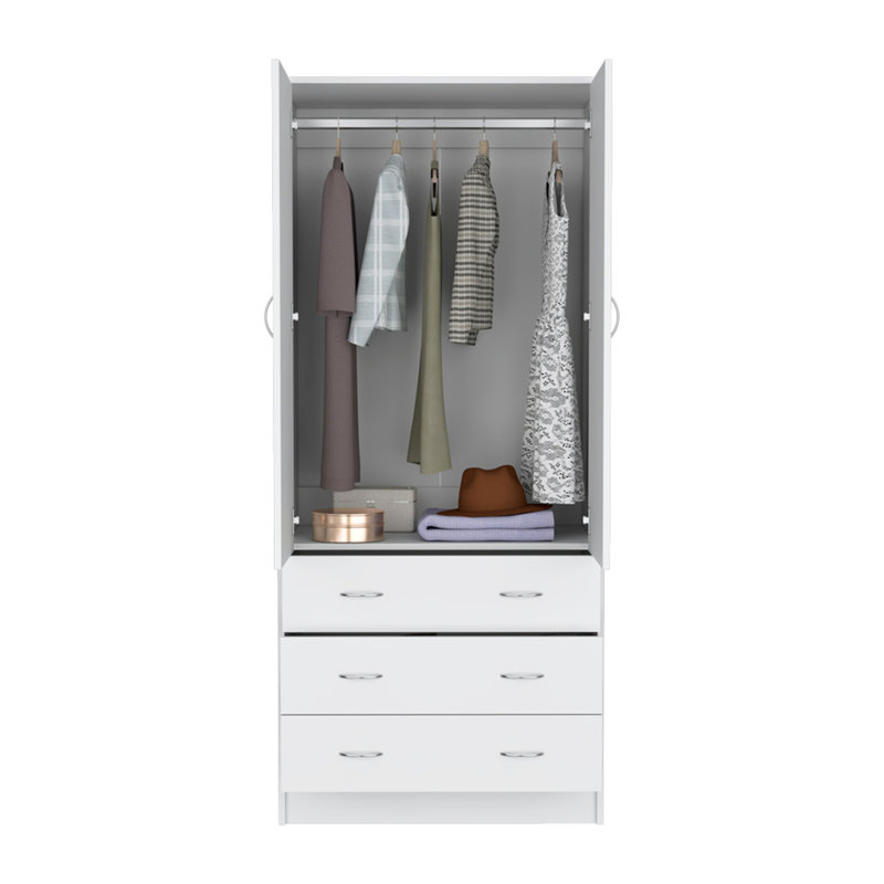 Armoire Ramey, chambre à coucher, noir, Blanc