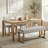Modern Striped Upholstered Dining Set with 2 Chairs and a 41" Bench – Solid Wood, Comfy Padded Seats for Kitchen (Set of 3)-1064867306-1064867304