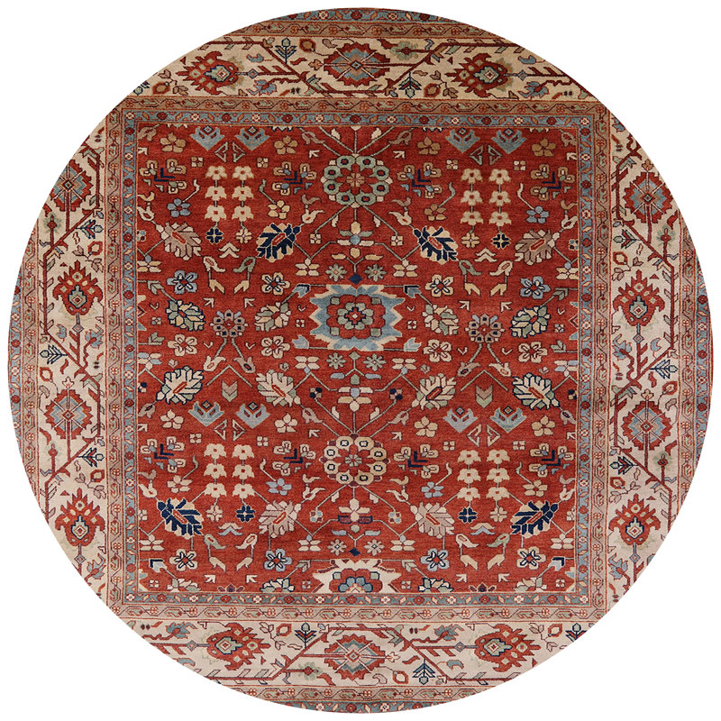 Tapis oriental orange / brun, Rond 5 pi