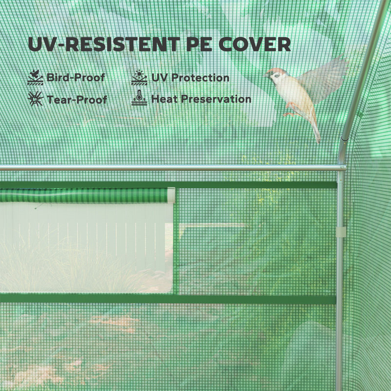Serre à effet de serre 13 "x 10" x 6,5 "avec cadre en acier galvanisé amélioré et grandes fenêtres, vert, Vert